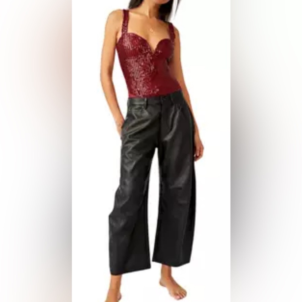 NWT Free People Intimately FP Sparks Fly Bodysuit In Red Pop